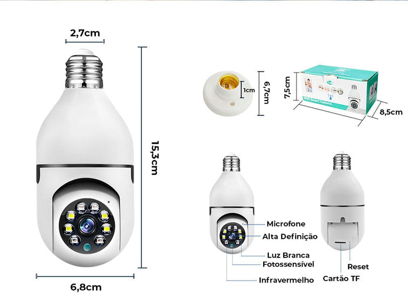 Lámpara de cámara inteligente Full HD de 360 grados